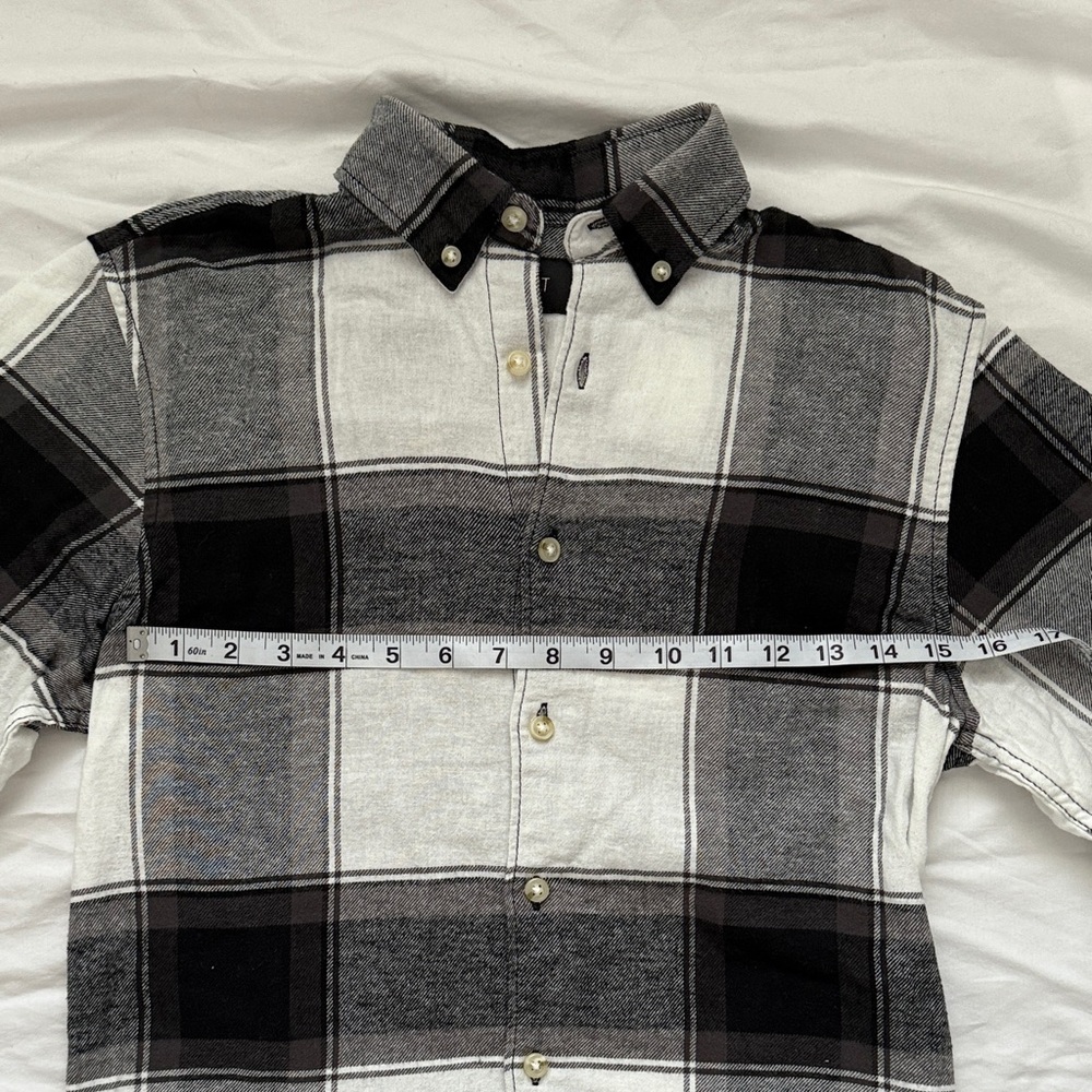 ADPT Women's Oversized, Buffalo Flannel Long Sleeve Button-Up Black White - XXS - Picture 7 of 9
